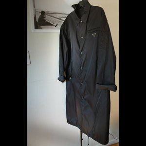 Prada Men's Synthetic Nylon Gabardine Raincoat in Black, Size M